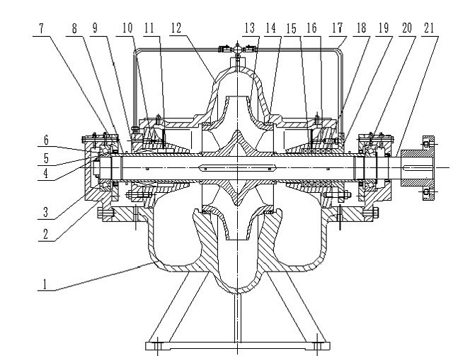 XS型单级双吸离心泵结构图