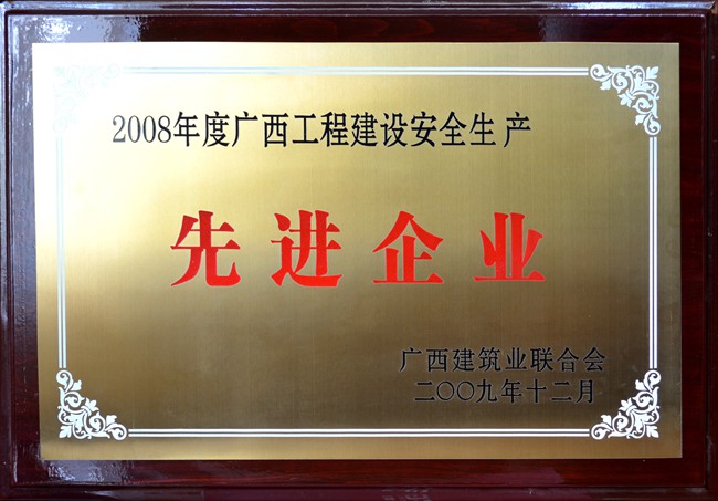 2008年度广西工程建设安全生产先进企业