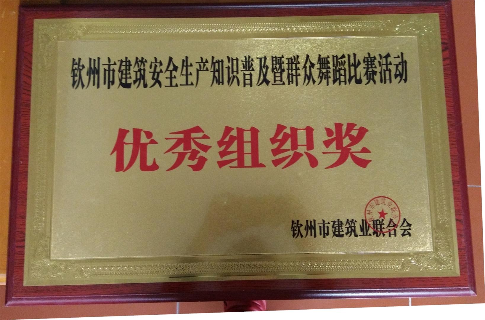 2016年钦州市建筑安全生产知识普及群众舞蹈比赛组织奖