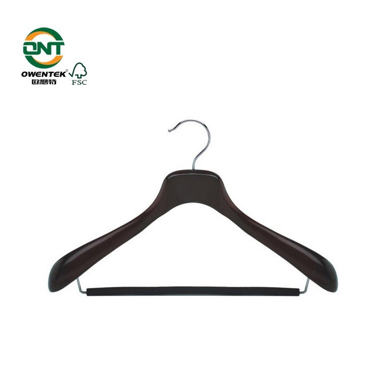 High Rank Custom Logo Black Wooden Adult Suit Coat Hanger Wholesale With Notches