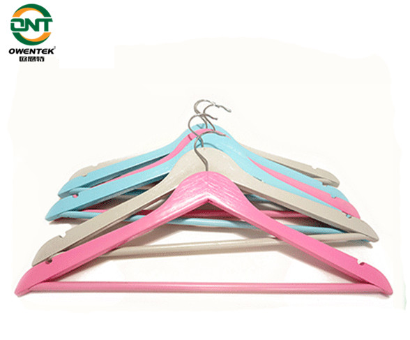 Factory Wholesale Wood Custom Colored Clothes Hanger Printed Logo Wooden Hanger