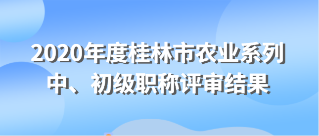 关于对2020年度桂林市农业系列中、初级职称评审结果进行公示的公告