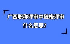 广西职称评审中破格评审什么意思？