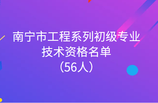 南寧工程初級專業技術資格名單,