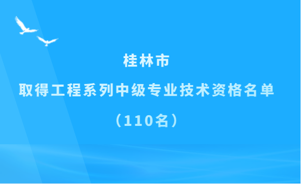 共110名！桂林市取得工程系列中级专业技术资格名单！