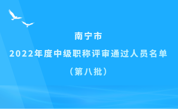 共9人！南宁市2022年度中级职称评审通过人员名单公示（第八批）