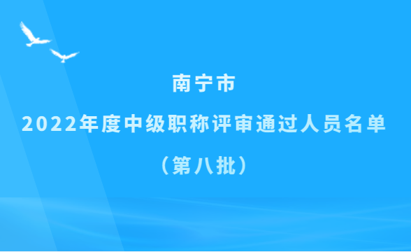 南宁第八批2022年度中级职称评审通过名单,