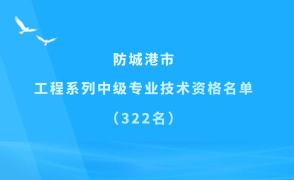 防城港工程中级专业技术资格名单,