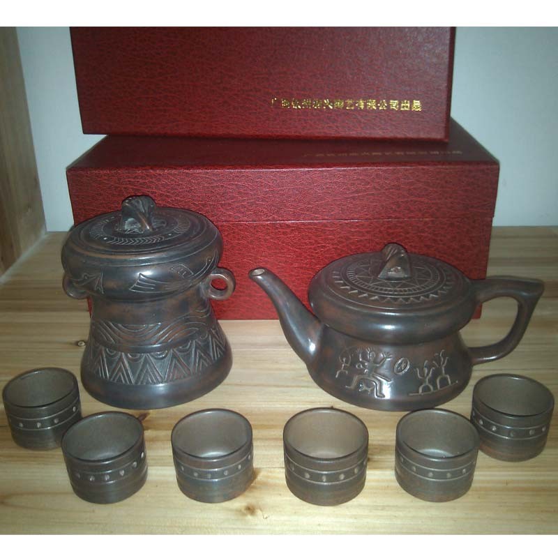 钦州坭兴陶大壮魂茶具8件