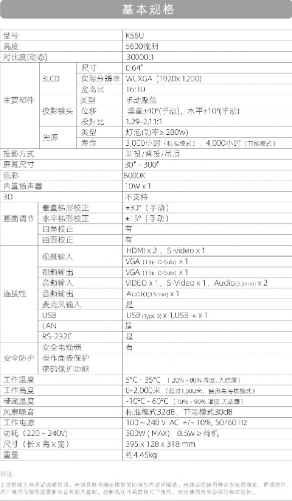 藍勝卡頓 kadenlan K56U 3LCD工程投影機4