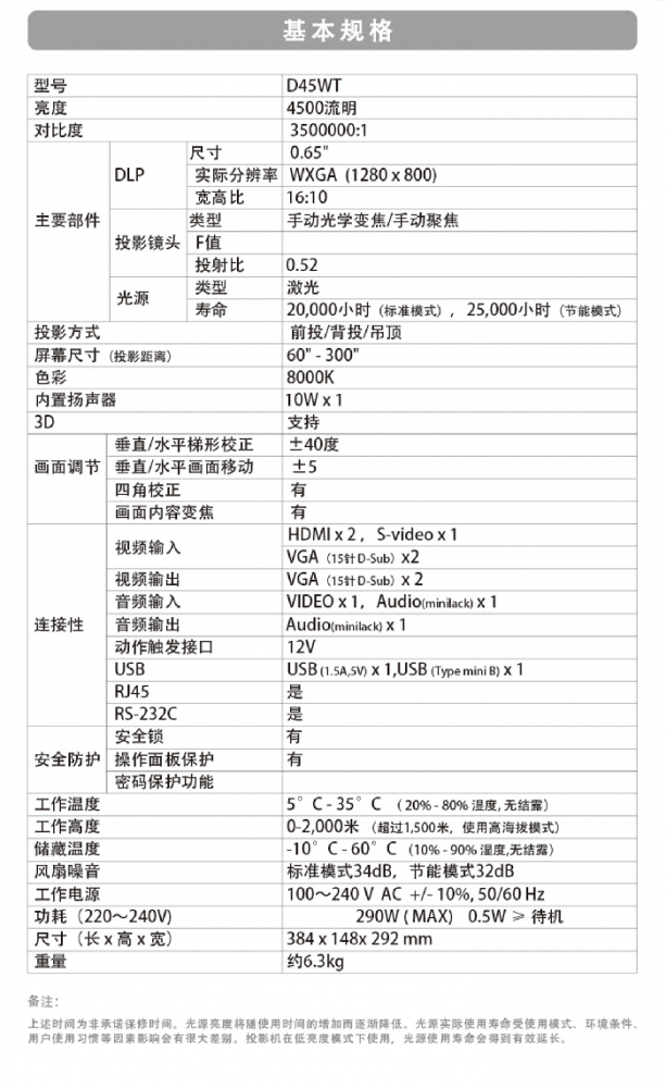 藍勝卡頓 kadenlan D45WT 短焦激光投影機4