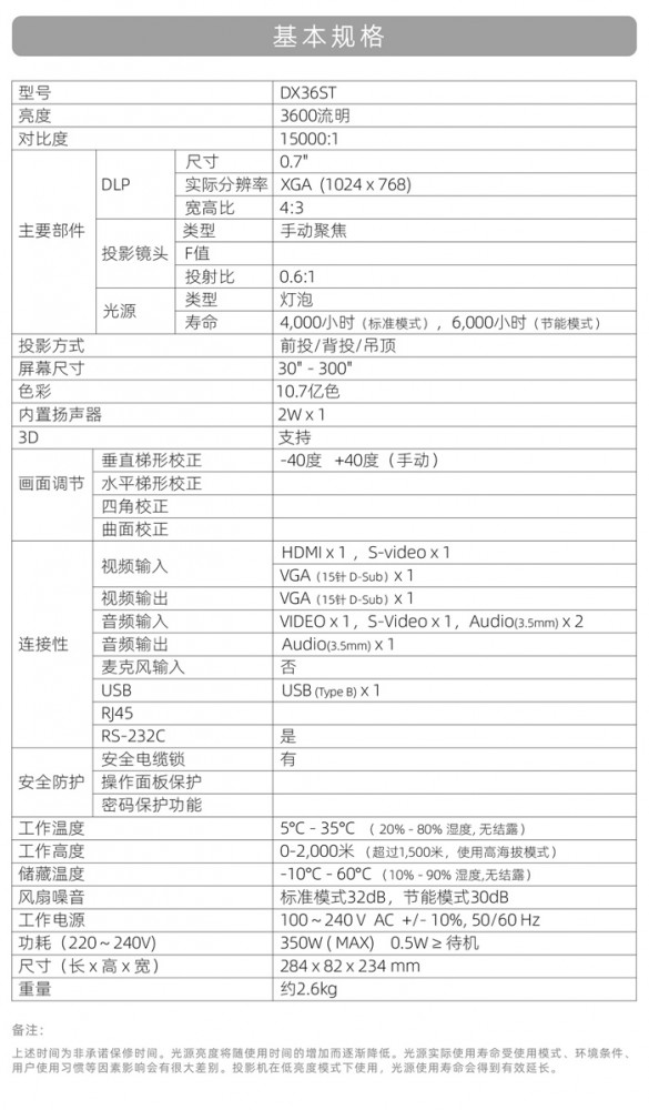 藍(lán)勝卡頓 kadenlan DLP短焦投影機(jī) DX36ST燈泡投影機(jī)5