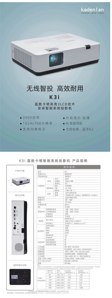 藍(lán)勝卡頓 3LCD智能燈泡機(jī) K3i2