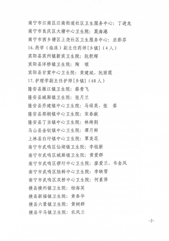 【职称批文】南宁市职称改革工作领导小组关于何悠等184位同志取得卫生系列高级职称的通知_页面_7