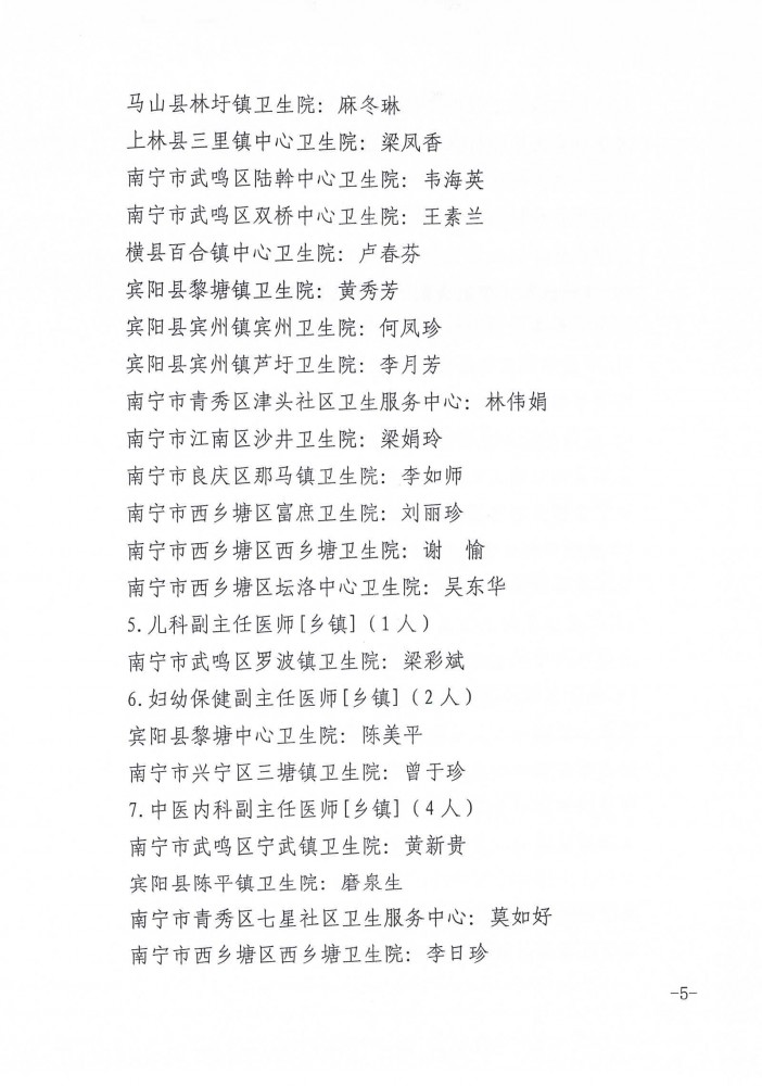 【职称批文】南宁市职称改革工作领导小组关于何悠等184位同志取得卫生系列高级职称的通知_页面_5